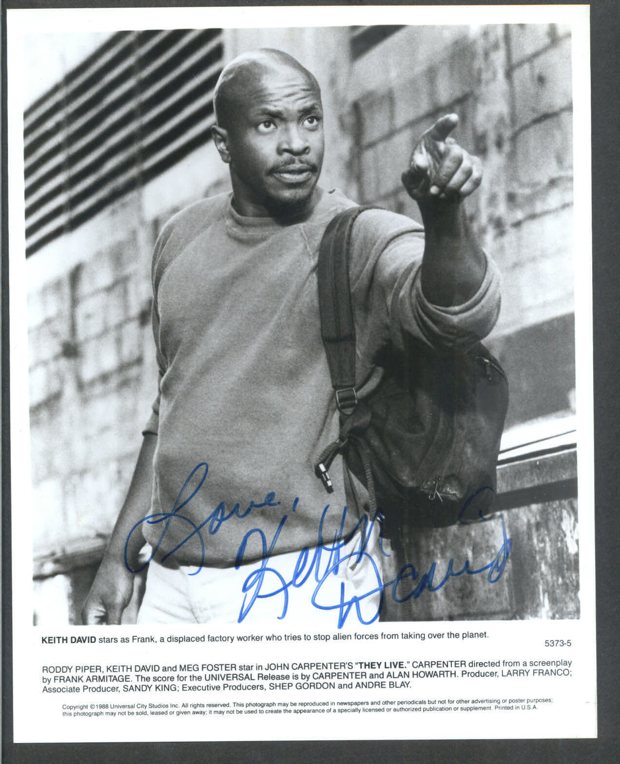 Keith David - Signed Autograph Movie Still - They Live