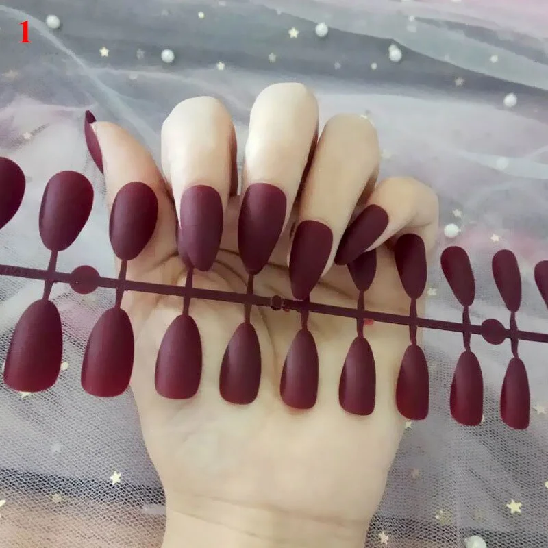 Fake Nails Nail Art Tips Press on False Tipsy with Glue Matte Stick Designs Clear Display Set Full Cover Artificial Detachable