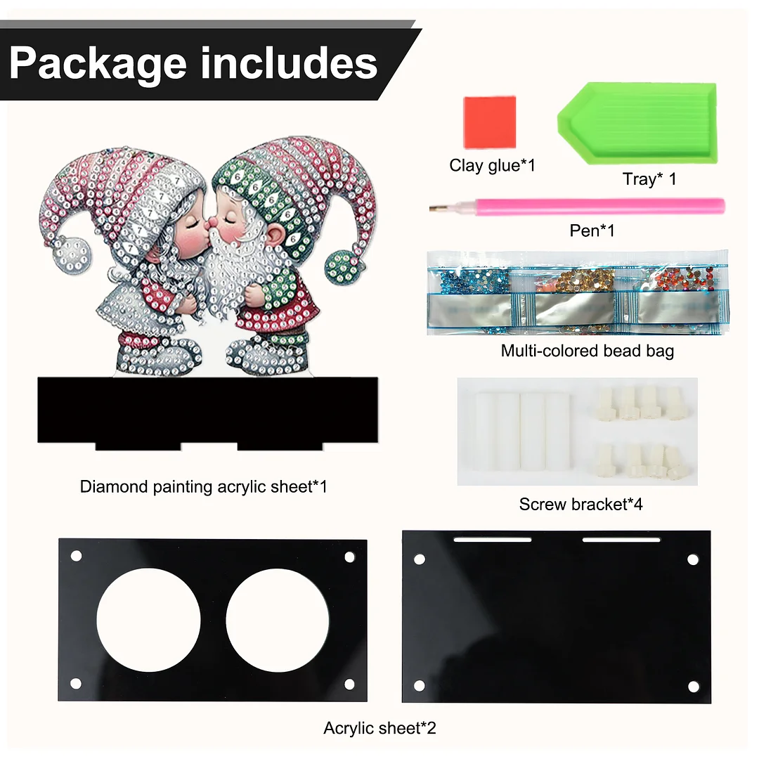 5D DIY Kissing Gnome Diamond Art Mini Candle Holder for Aromatherapy Art Crafts