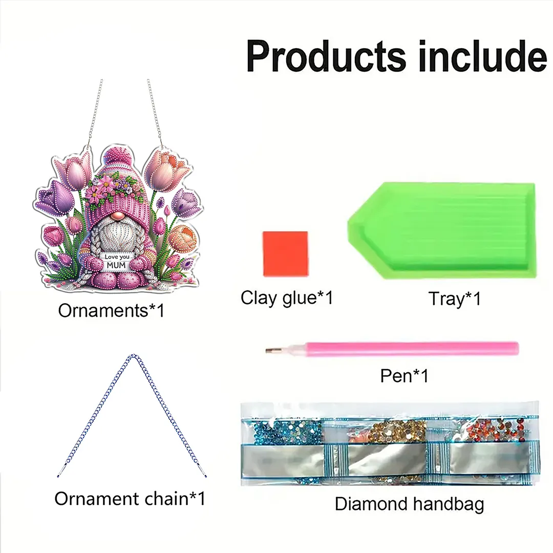 Goblins Tulips 2D Flat DIY Acrylic Diamond Painting Charms Kits Special Shape Single Side Drill