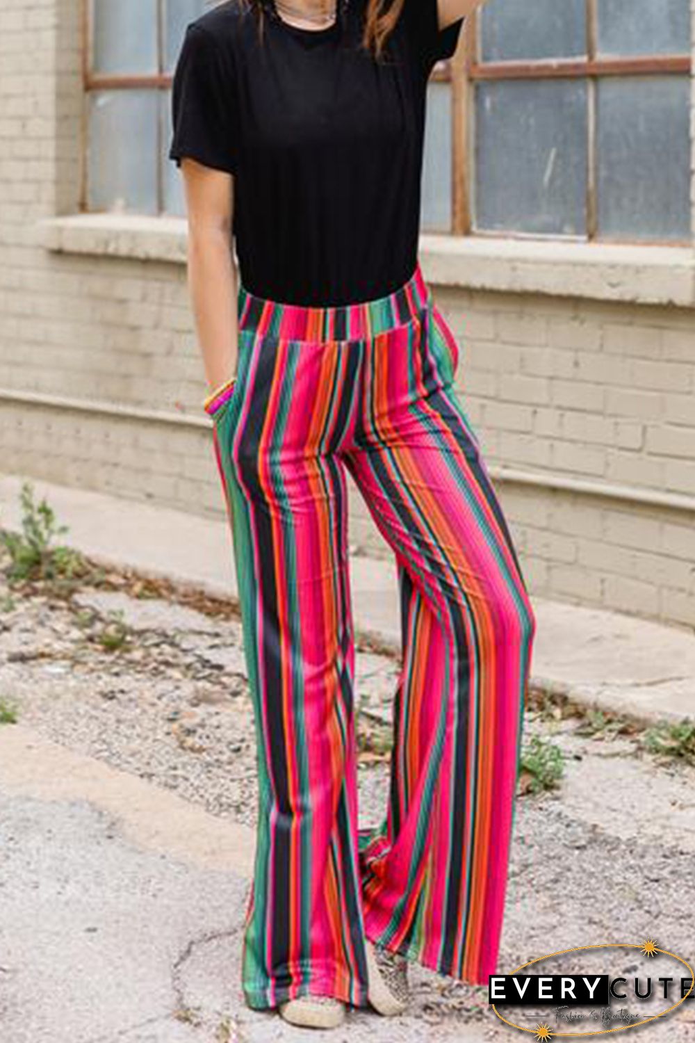 Multicolor High Waist Serape Print Wide Leg Pants