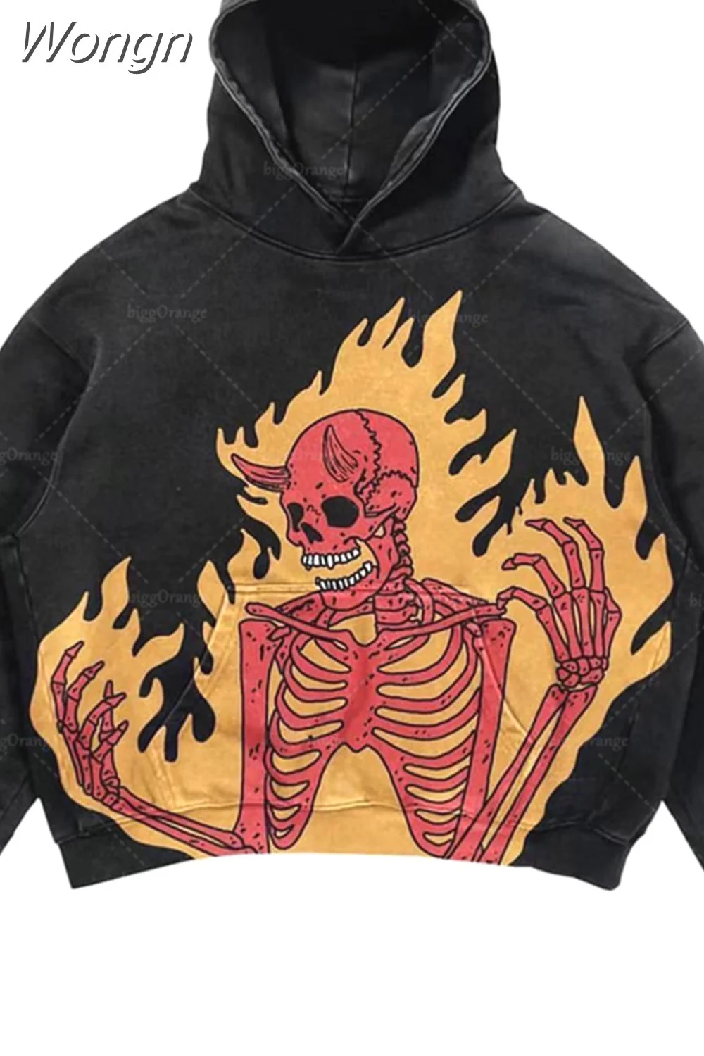 Wongn Gothic Punk Ninja Print Long Sleeve Women Hoodies Couples Hip Hop Streetwear Y2k Grunge Loose Fashion Oversized Hoodie 217-1