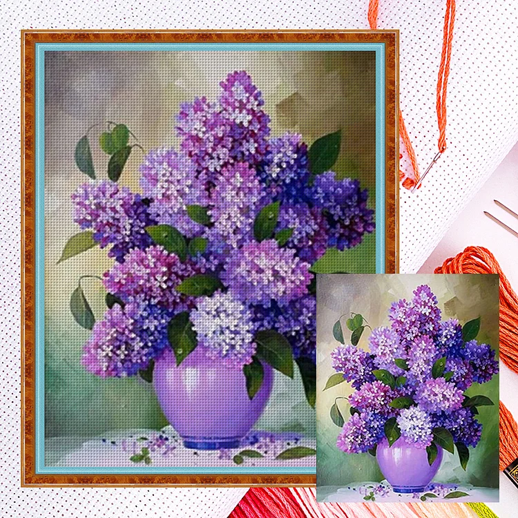 Lilac In Bottle 11CT (40*50CM) Counted Cross Stitch gbfke