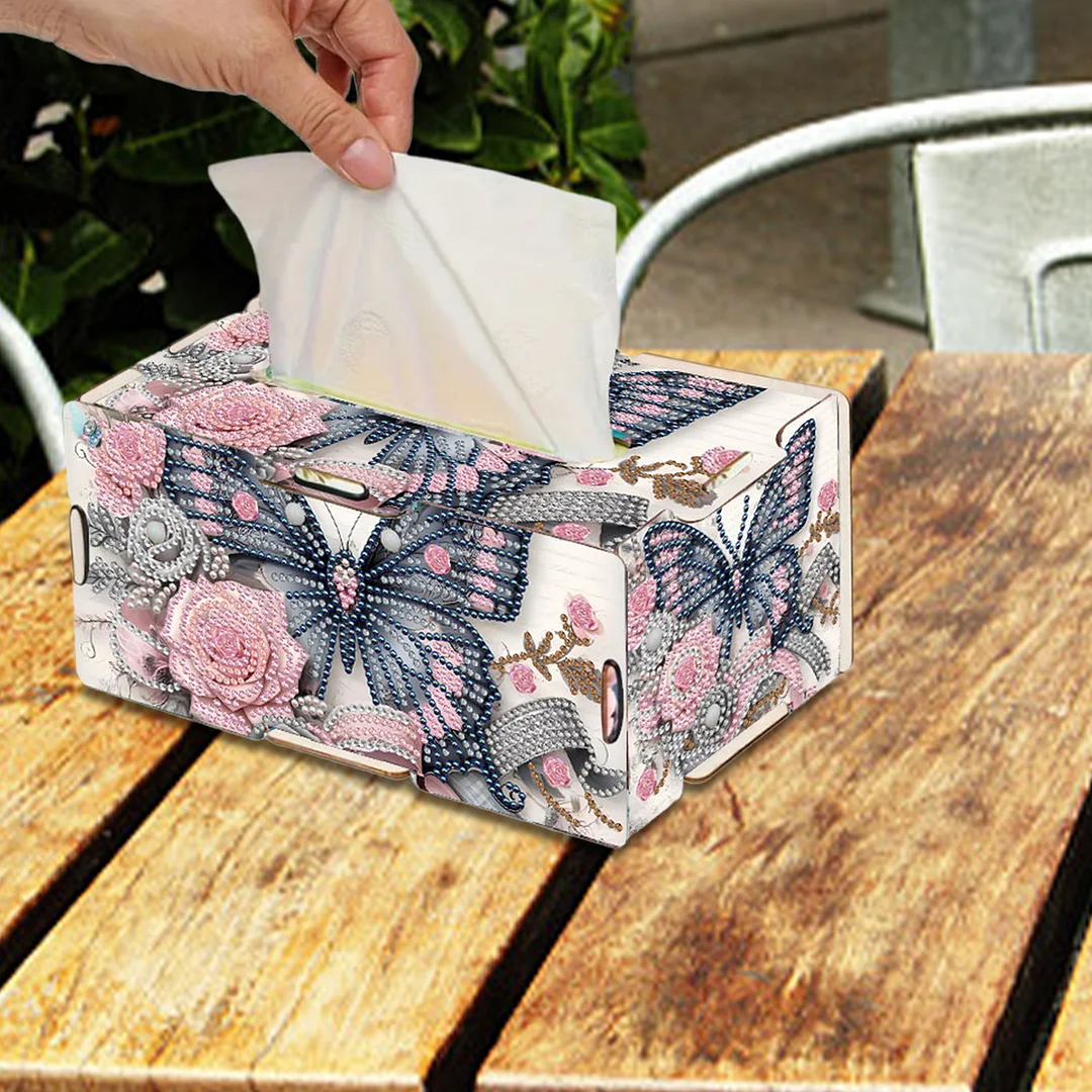 Flower Butterfly DIY Diamond Art Paper Towel Holder for Home and Office Decor