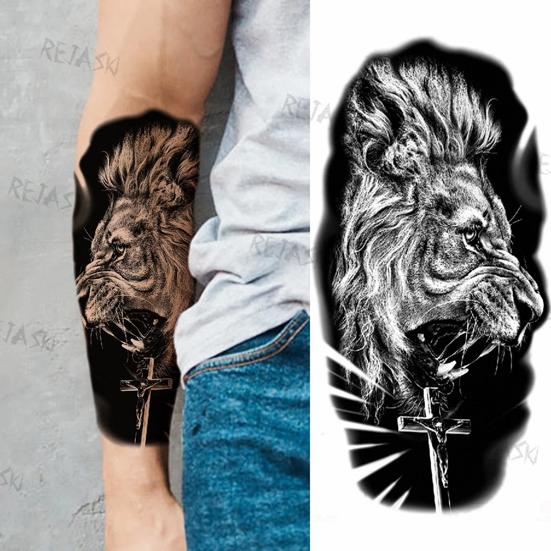 Gangster Wolf Temporary Tattoo For Women Men Death Skull Fake Tattoos Sticker DIY Harajuku Mermaid Waterproof Tatoo Body Art Arm
