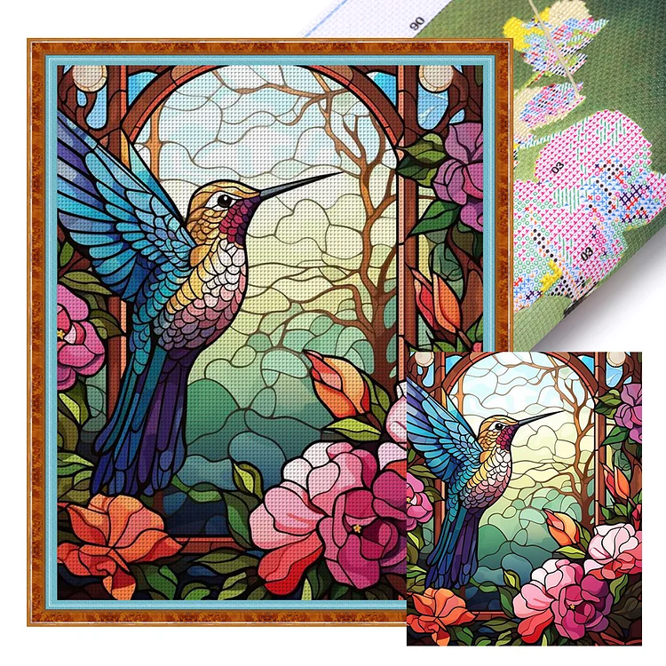 Glass Painting-Hummingbird (40*50cm) 11CT Stamped Cross Stitch gbfke