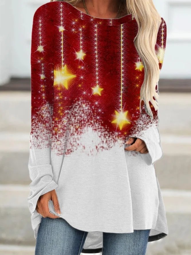 Shiny Star Christmas Printed Women's T-shirt