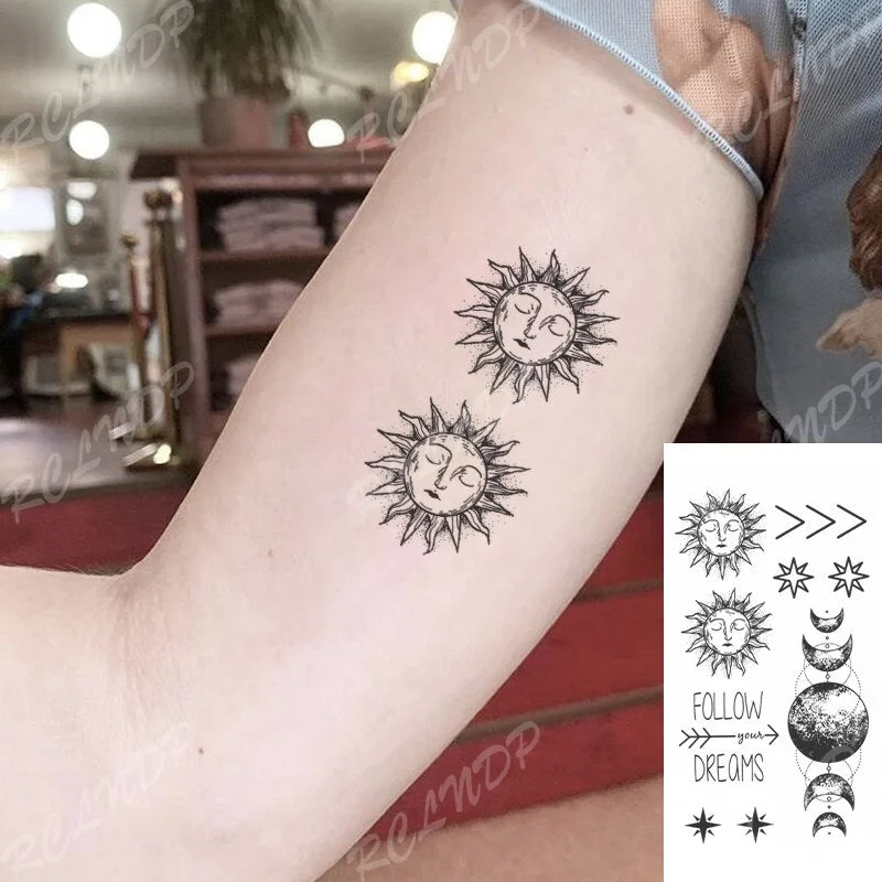 Waterproof Temporary Tattoo Sticker Compass Arrow Roman Clock Anchor Small Body Art Flash Tattoo Fake Tattoo for Women Men