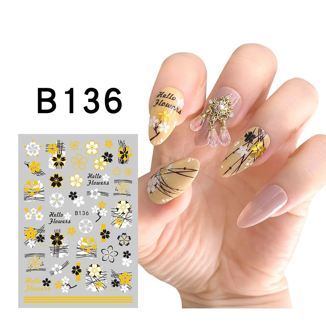 1Pcs Iridescent Silver Laser Snowflakes 3D Nail Stickers Leaves Flowers Summer Self Adhesive Transfer Sliders For Manicures Tips-Nail Inspo