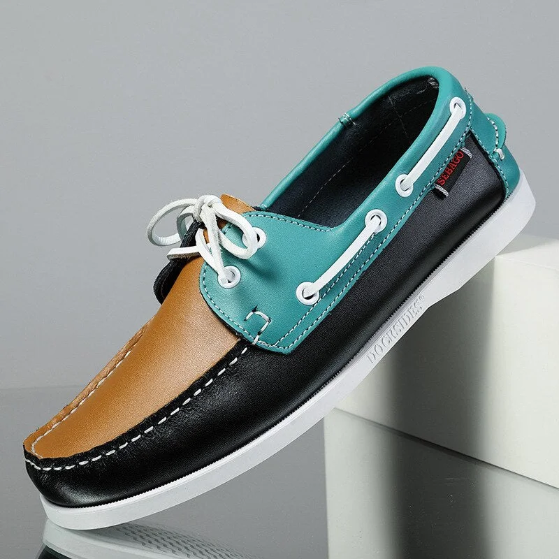 Mens Casual Genuine Suede Leather Docksides Classic Boat Shoes Loafers Shoes Unisex Handmade shoes High Quality uik90