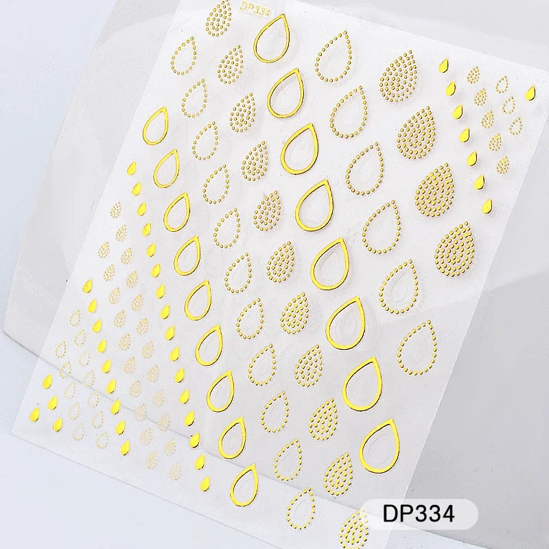 1 Sheet Metallic Nail Art Stickers Mixed Moon/Star/Arrow/Triangle Geometric Patterns 3d Gold Hollow Adhesive Sticker Decorations-Nail Inspo