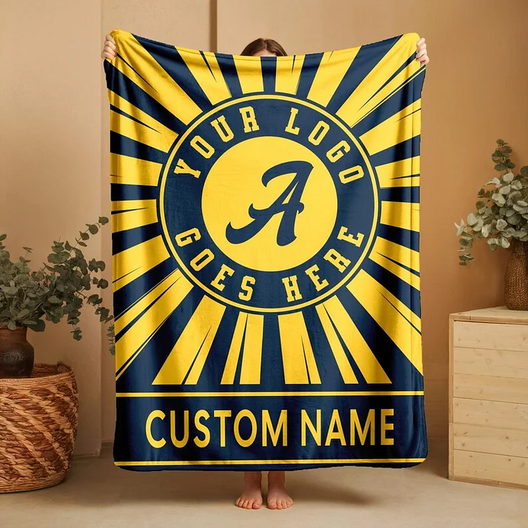Custom Team Blanket, School Sport Team Logo Personalized Blanket With Name, College Dorm Fleece, Personal Team Gift, Senior Graduation Gift