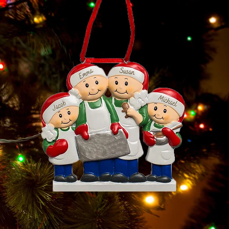 Family of 4 Personalized Baking Family Christmas Ornament