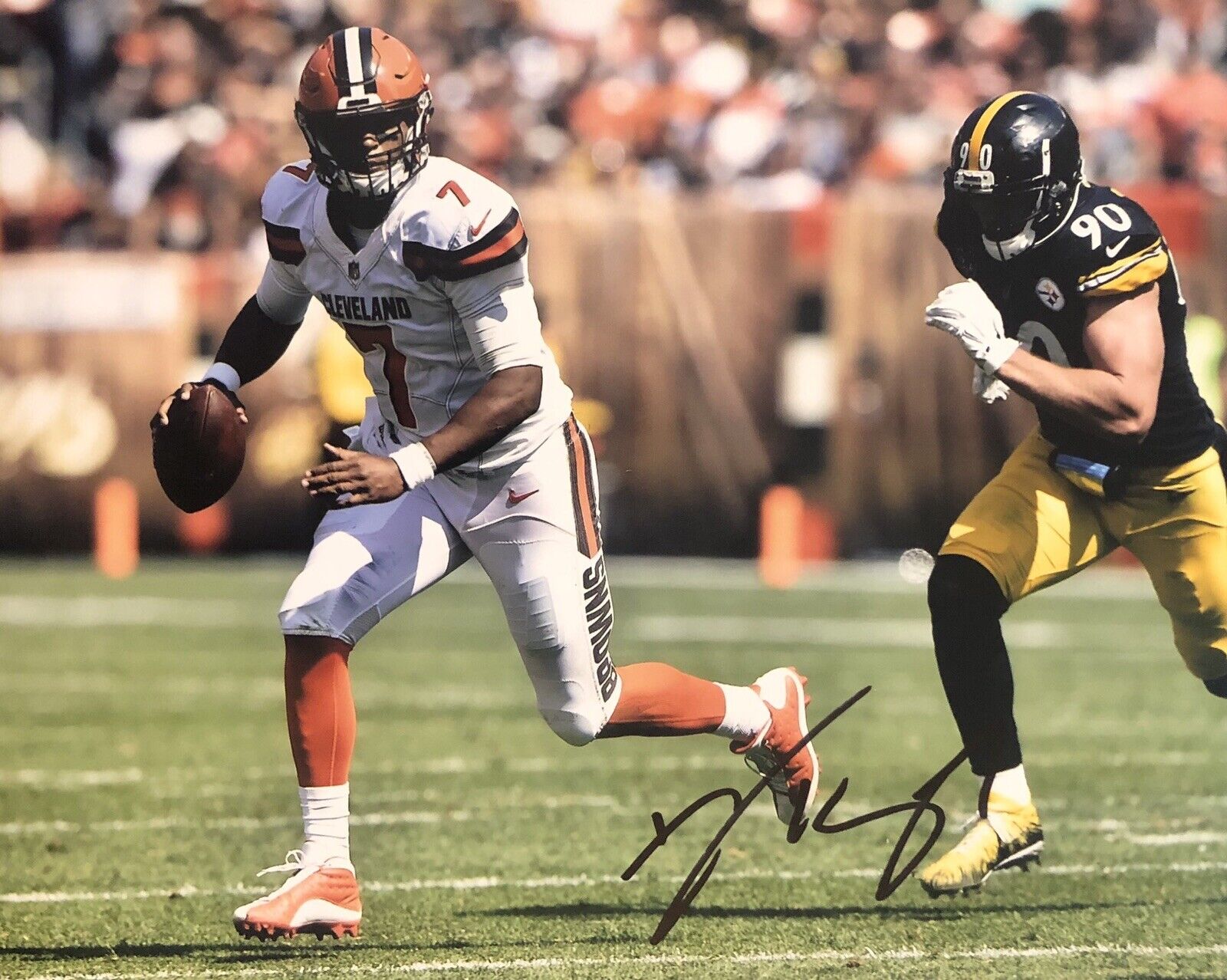 Deshone Kizer Signed Autographed Cleveland Browns 8x10 Photo Poster painting Coa First Game