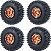 AMK 4Pcs 1.0" Rubber All Terrain 7.5mm Hex Wheels and Tires 25x54x24mm for 1/24 RC Crawler Cars Axial SCX24 90081 AXI00001 AXI00002 AXI00004 1/18 TRX4M (Blue)