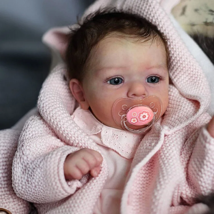 [Heartbeat Coos🔊 & Breath] 18" Real Lifelike Cute Awake Reborn Newborn Doll Named Alica with Brown Hair