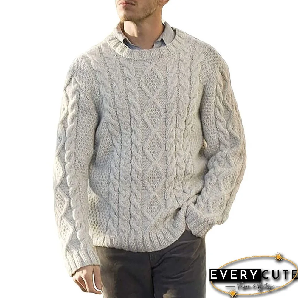 Solid Color Round Neck Long Sleeve Sweater Men's Wear