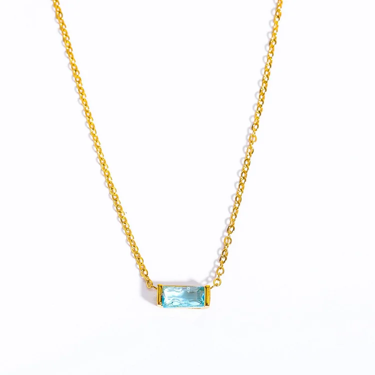 Women's Square Crystal Pendant Necklace
