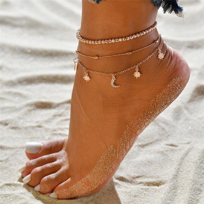 3pc/set Women Star Tassel Pendant Layers Anklet Summer Beach Anklet !!