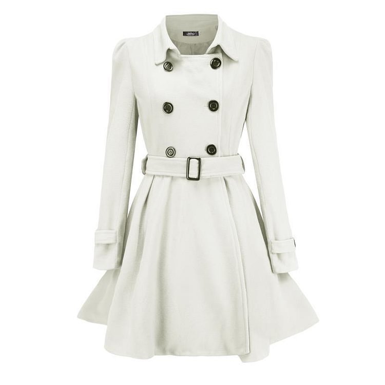 Women's Mid-length Casual Waterproof Slim Ruffle Belt Buckle Trench Coat