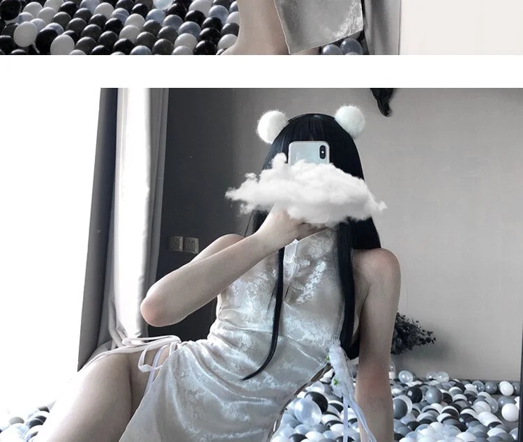 High Split Bandage Mini Dress Qipao Sexy Lingerie Cheongsam Uniform Women Chinese Traditional Party Dress Nightclub Costumes