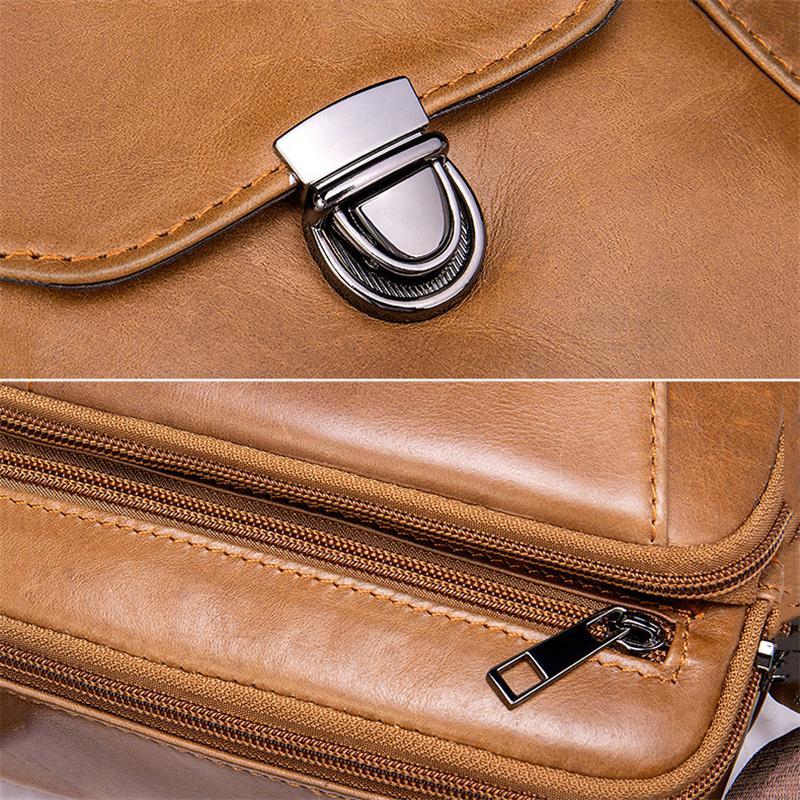 Organizational Layout Top-Handled Genuine Leather Adjustable Strap Sling Bag