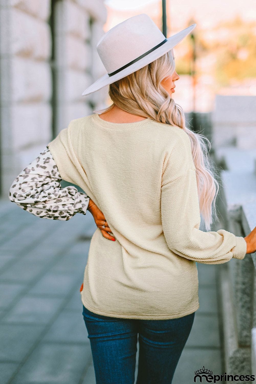 Patchwork Color Block Ribbed Long Sleeve Top
