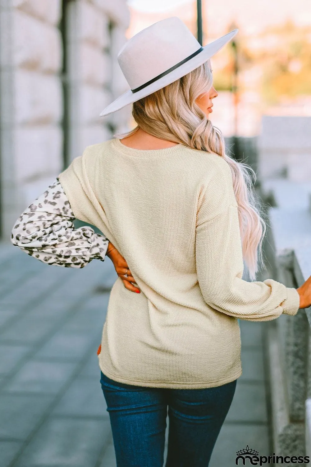 Patchwork Color Block Ribbed Long Sleeve Top