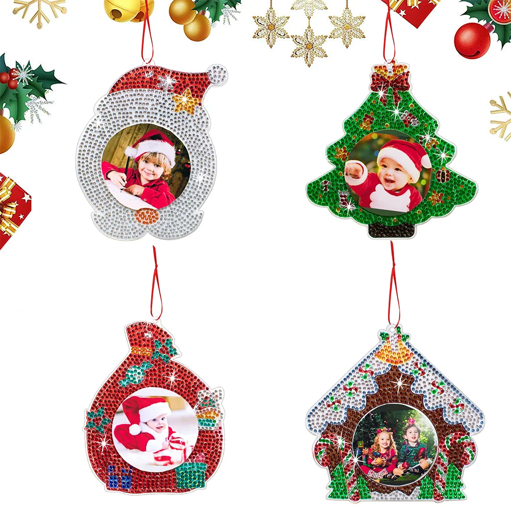 4pcs Photo Frame Christmas Photo Frame Hanging Diamond Painting