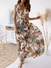 Floral Printed V-Back Sleeveless Maxi Dress