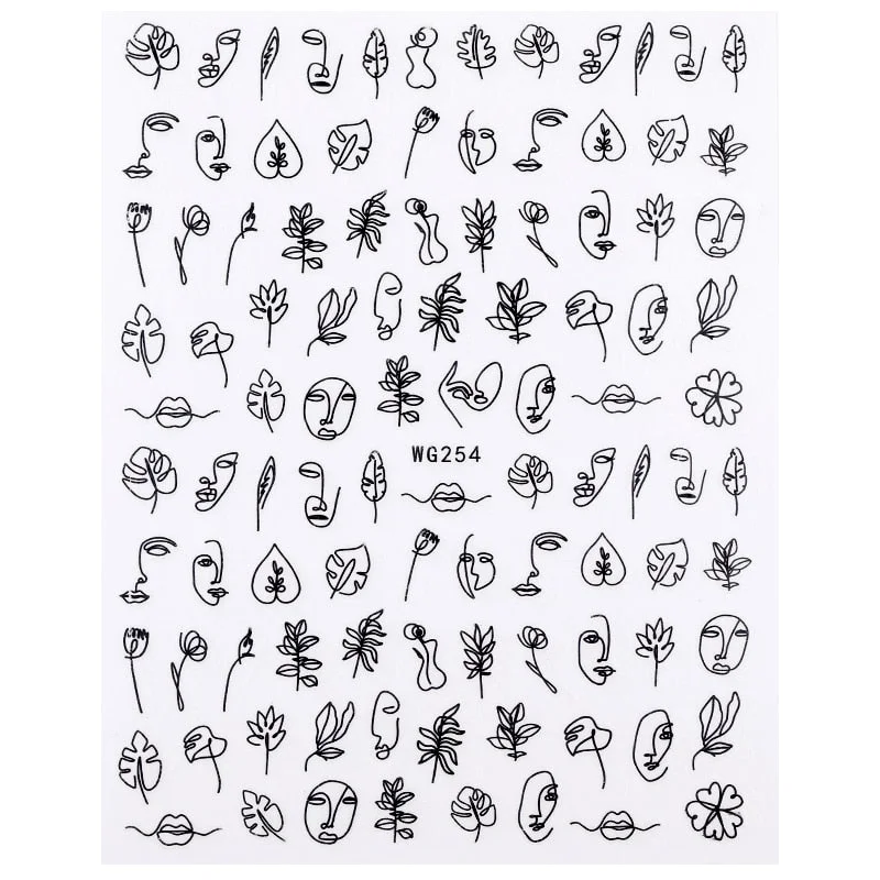 1PC Golden Heart Designs Nail Art 3D Stickers Decals Valentine's Day Black White Red Adhesive Sticker Decoration For Manicures