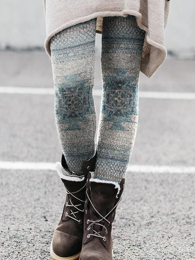 Aztec cotton-blend leggings