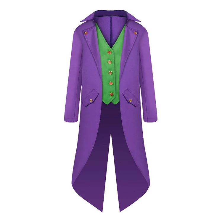 Kids Children Joker Purple Tuxedo Outfits Cosplay Costume Halloween Carnival Suit