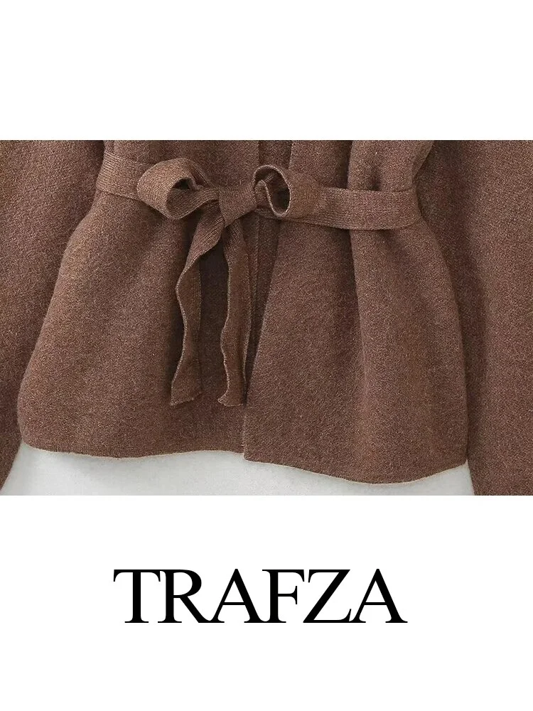 TRAFZA 2023 New Autumn Winter Women Vintage Casual Coat Button