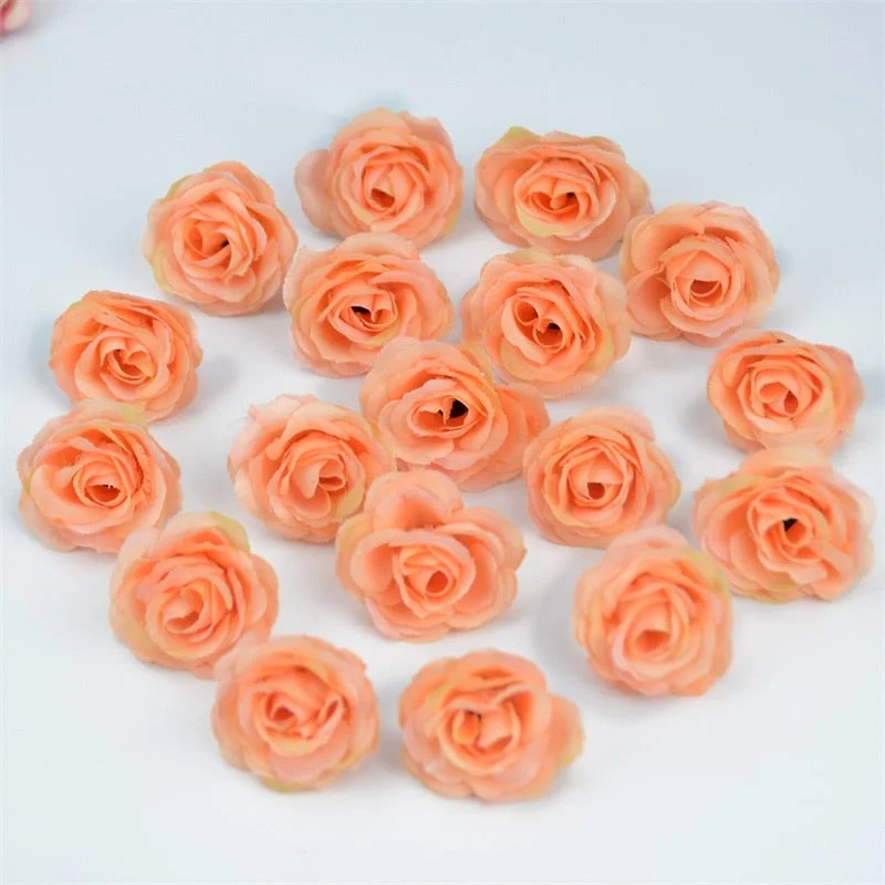 10/50/100pcs 2.5cm Mini Silk Artificial Rose Flower Heads For Wedding Party Home Decoration DIY Accessories Fake Flowers Craft