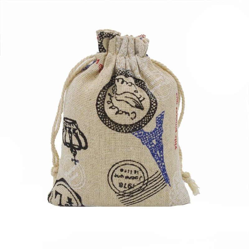 Printed Cotton Bag Cotton And Linen Drawstring Cloth Bag Mosquito Repellent Packaging Bag Jewelry Gift Storage Pastoral Style Small Bag
