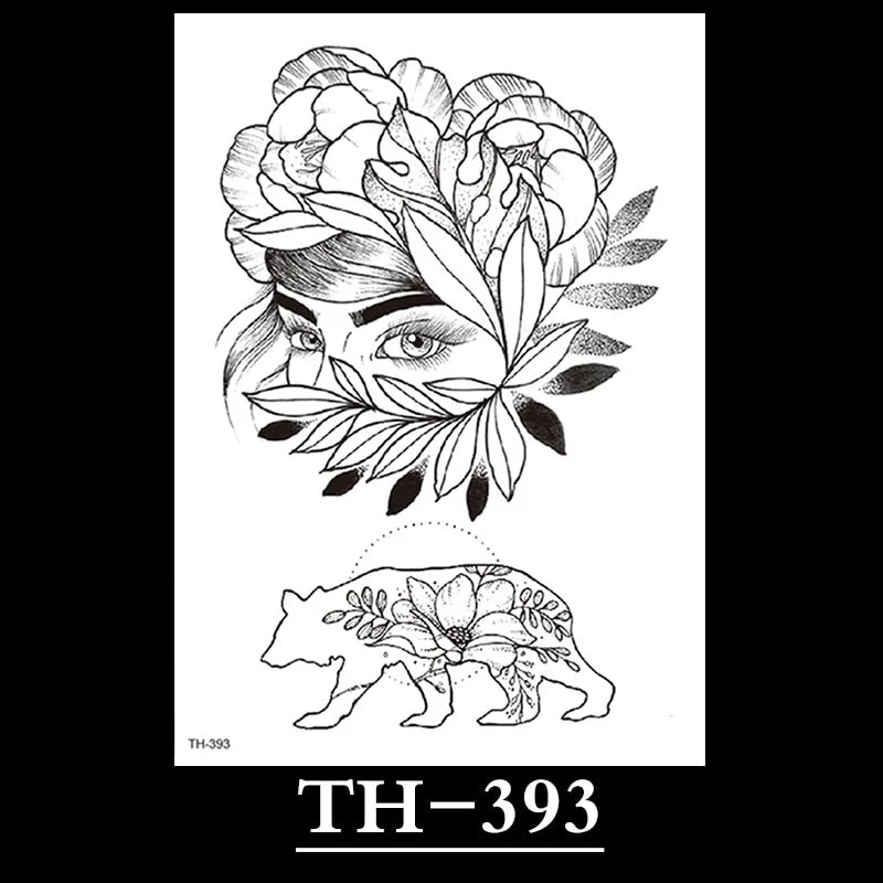 New Temporary Tattoos for Women Flower Sketch Tattoo Stickers Black and White Arm Art Snake Stickers Waterproof and Sweat Tattoo