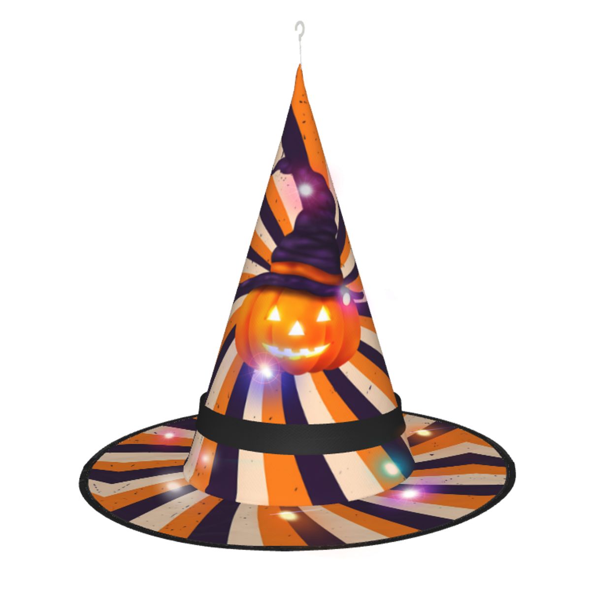Swirly Pumpkin Lighting Witch Hat