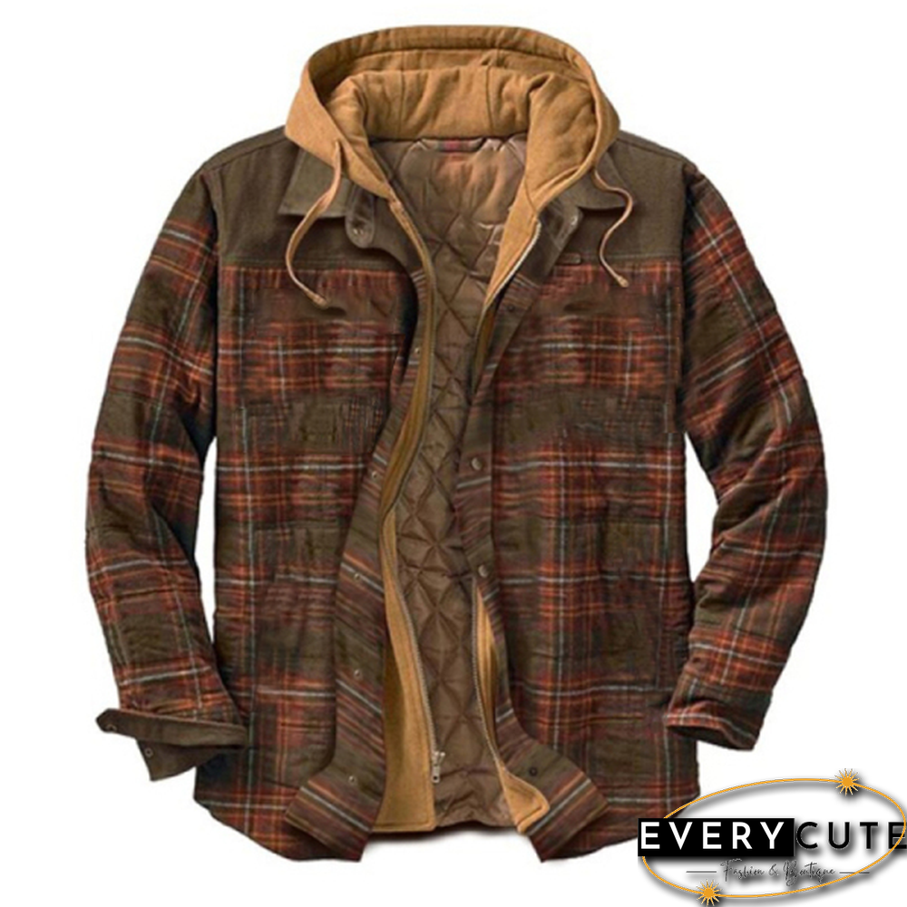 Mens Winter Plaid Thick Casual Jacket