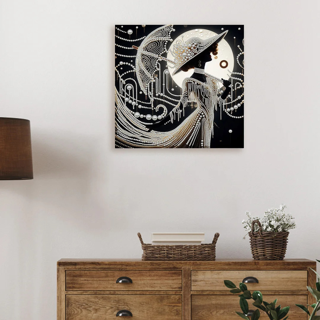 Art Deco Pearl Lady DIY Pearl Art Diamond Painting 30x30cm for Home Wall Decor