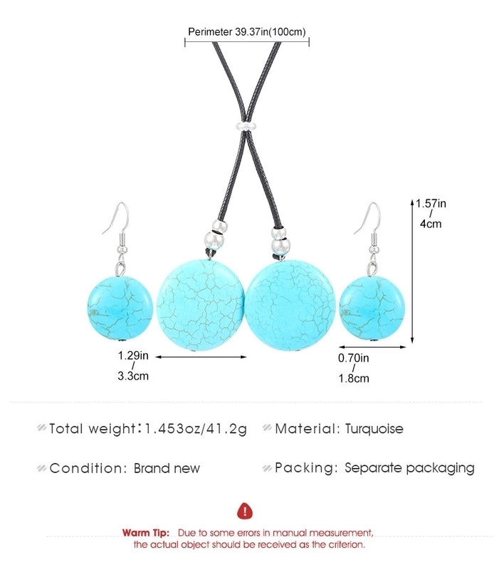 Retro Geometric Turquoise Jewelry Set In Bulk