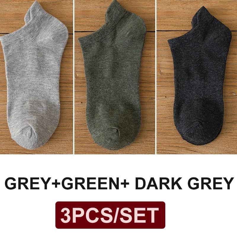 FINETOO 3 Pairs/Set Cotton Men's Socks Harajuku Boat Socks Lift Up Solid Colors Man Sock Sox  Male Invisible Short 38-44 Socks