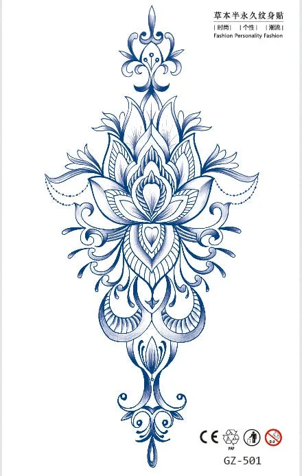 Temporary Waterproof Tattoos Stickers Creative Necklace Flower Juice Ink Lasting Girls Arm Neck Back Waist Buttocks Fake Tatoo