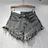 Chic Distressed Denim Shorts for Women - Spring-Summer 2025 Zara Style with Rhinestone Chains