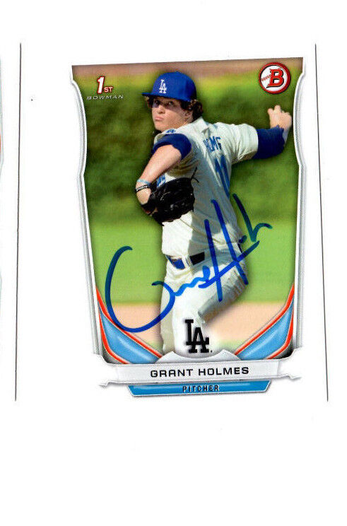 Grant Holmes Hand Signed 2014 Bowman Draft Prospect Card Los Angeles Dodger auto
