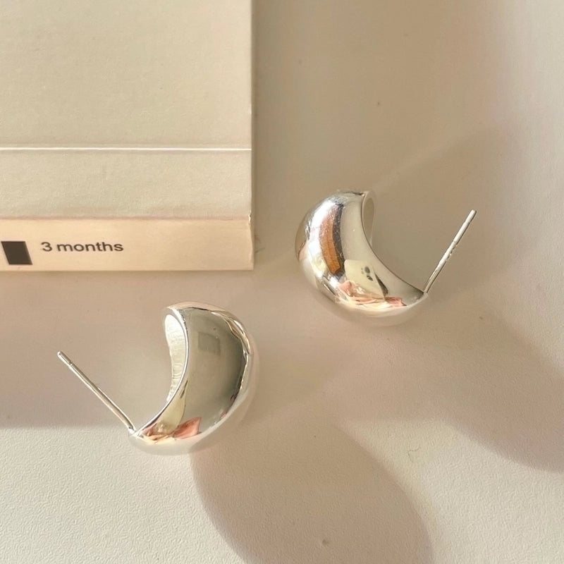 1 Pair Minimalist Solid Color Sterling Silver Ear Studs