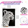 Spotted Leopard Special Shaped 5D DIY Partial Drill Diamond Pearl Painting Kit for Adults Beginners Home Decor Art Craft Pearl Diamond Painting 30x40cm