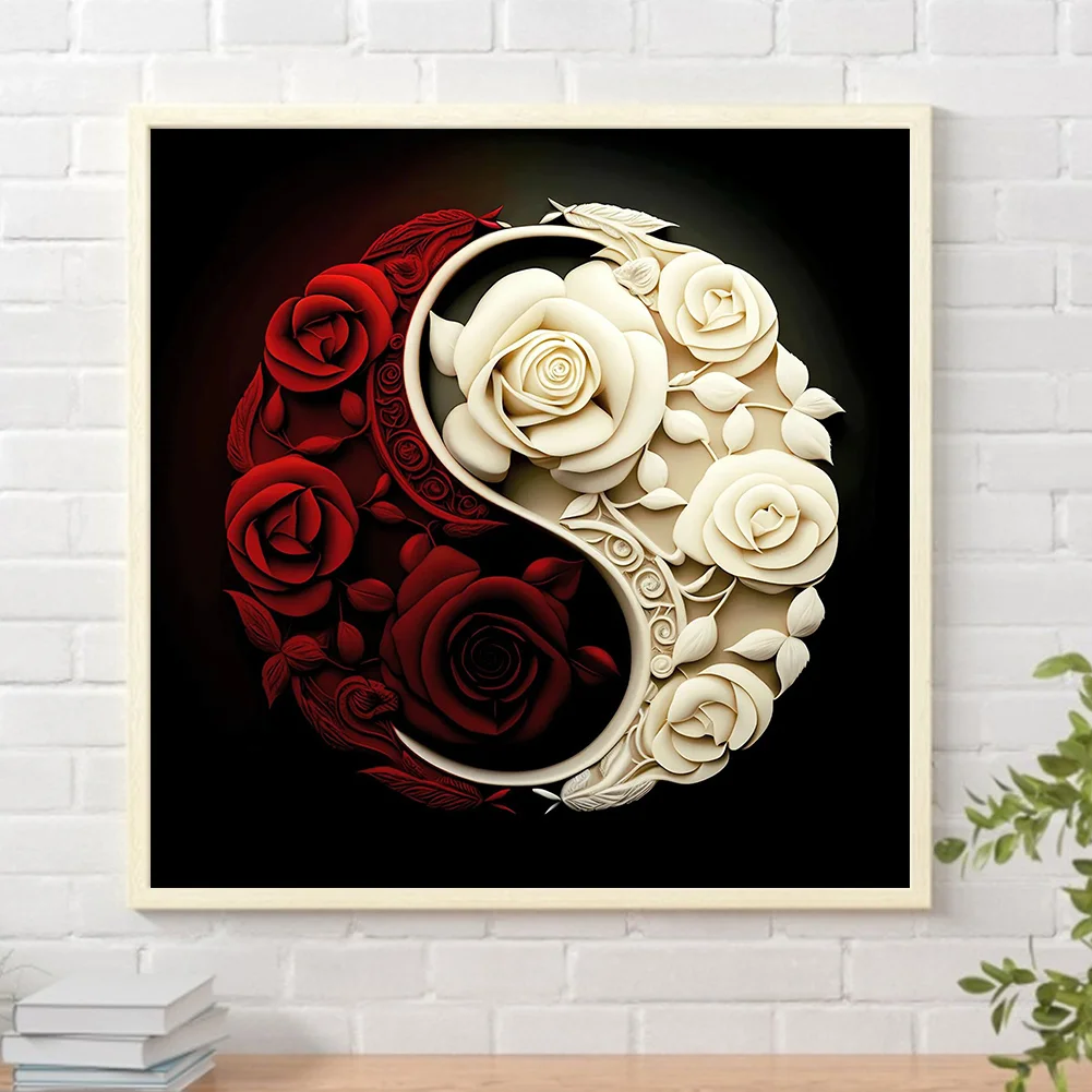 Diamond Painting - Full Round Drill - Yin Yang Flower(30*30cm)