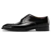 Handmade Black Mens Captoe Leather Derby Dress Shoes Business