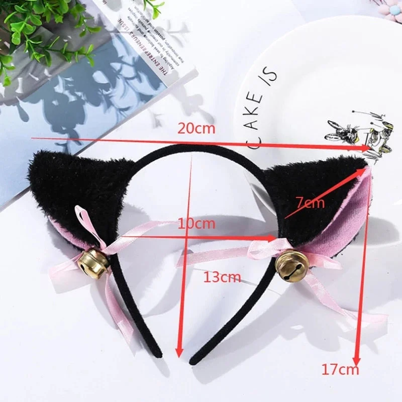 14 Colors Beautiful Masquerade Halloween Cat Ears Cosplay Cat Ear Anime Party Costume Bow Tie Bell Headwear Headband Anime